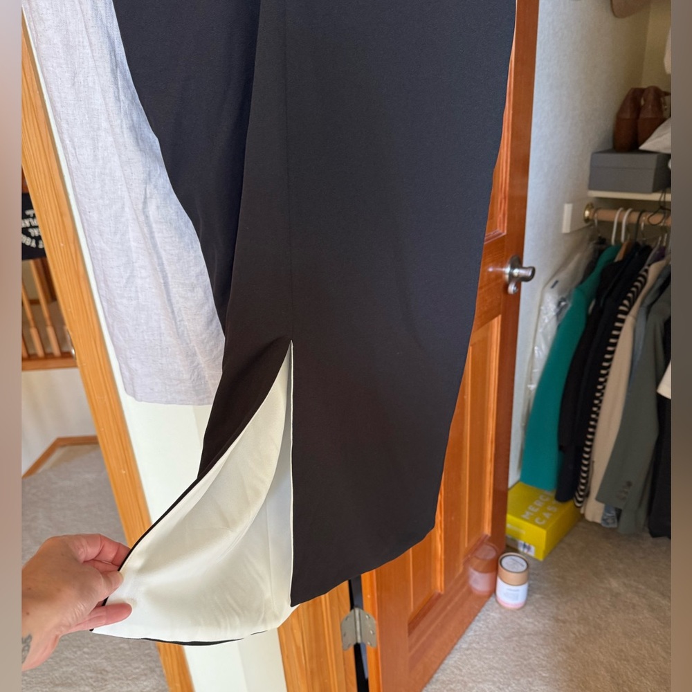 White House Black Market Black Midi Dress with Front Slit - Picture 5 of 7